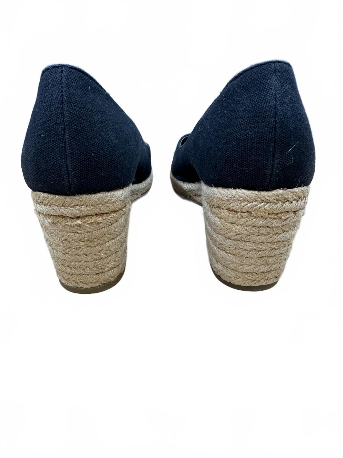 Chadwicks Black Espadrille Wedge Pumps with Rope Trim Minimalist Classic