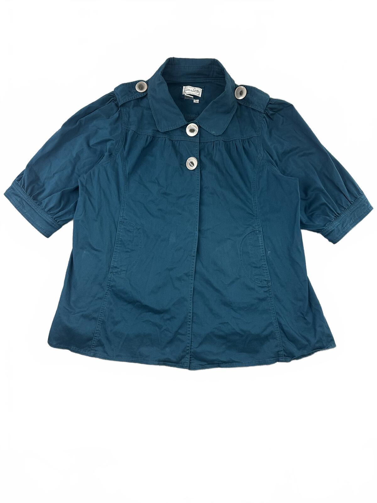 Live a Little Y2K Vintage Blue Swing Jacket with Large Buttons and Puff Sleeves