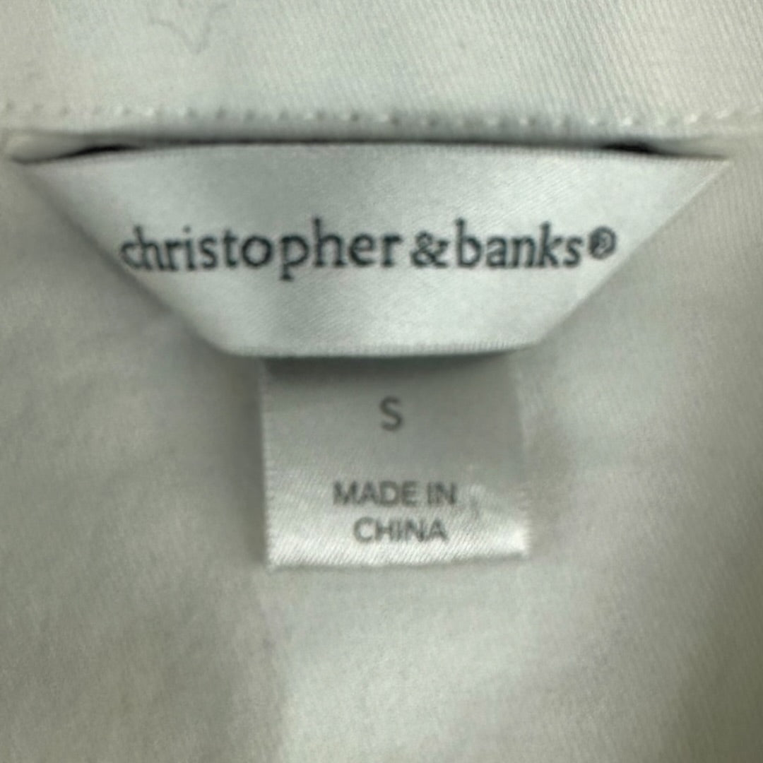 Christopher & Banks Rhinestone Embellished White Denim Jacket