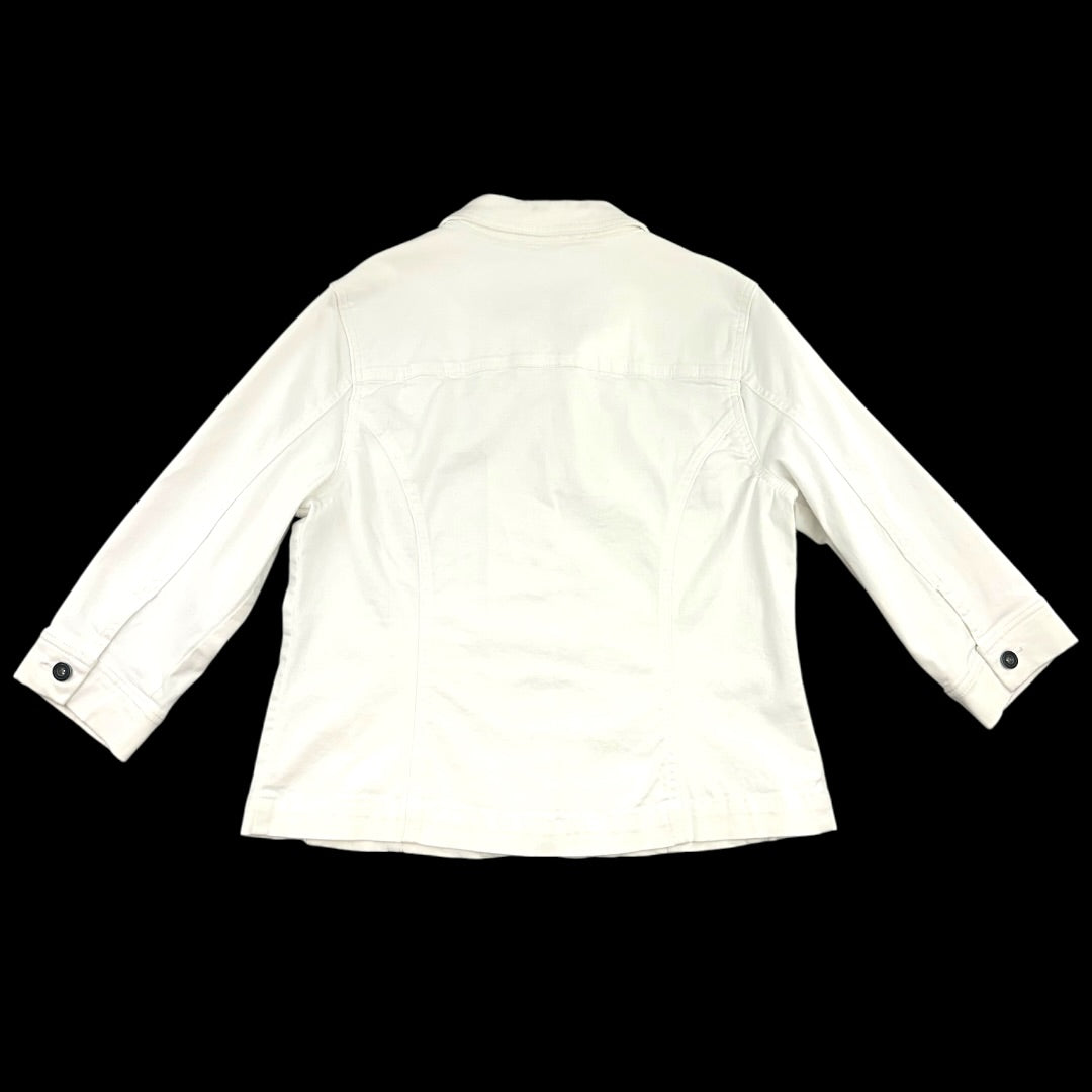 Christopher & Banks Rhinestone Embellished White Denim Jacket