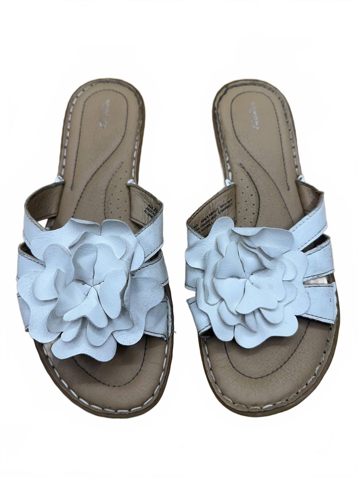 Sonoma Shoes White Floral Slide Sandals Casual Summer Footwear