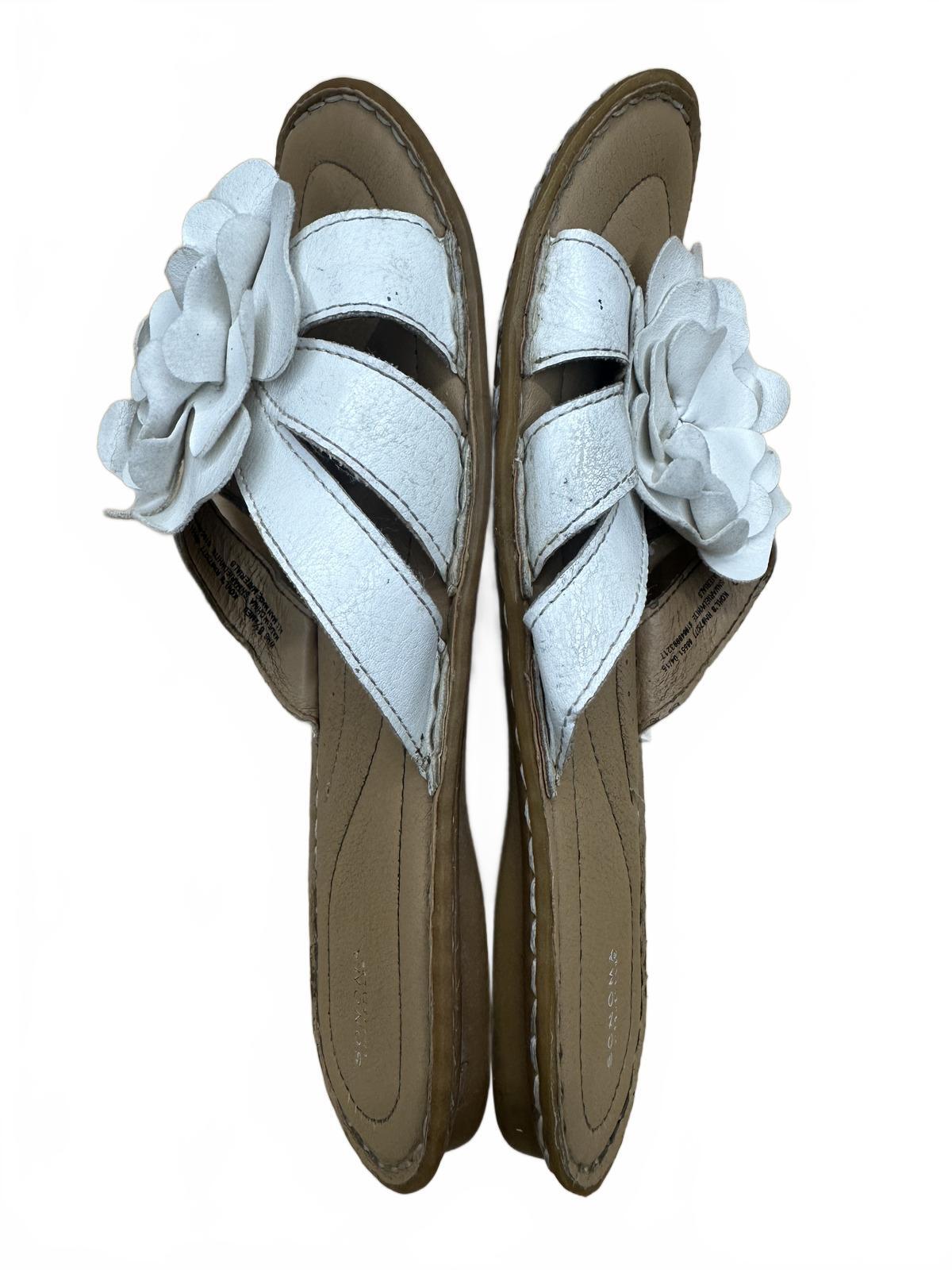 Sonoma Shoes White Floral Slide Sandals Casual Summer Footwear
