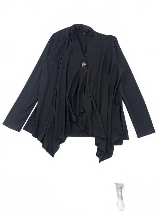 AB Studio Black Draped Open Front Cardigan Minimalist Avant Garde Style