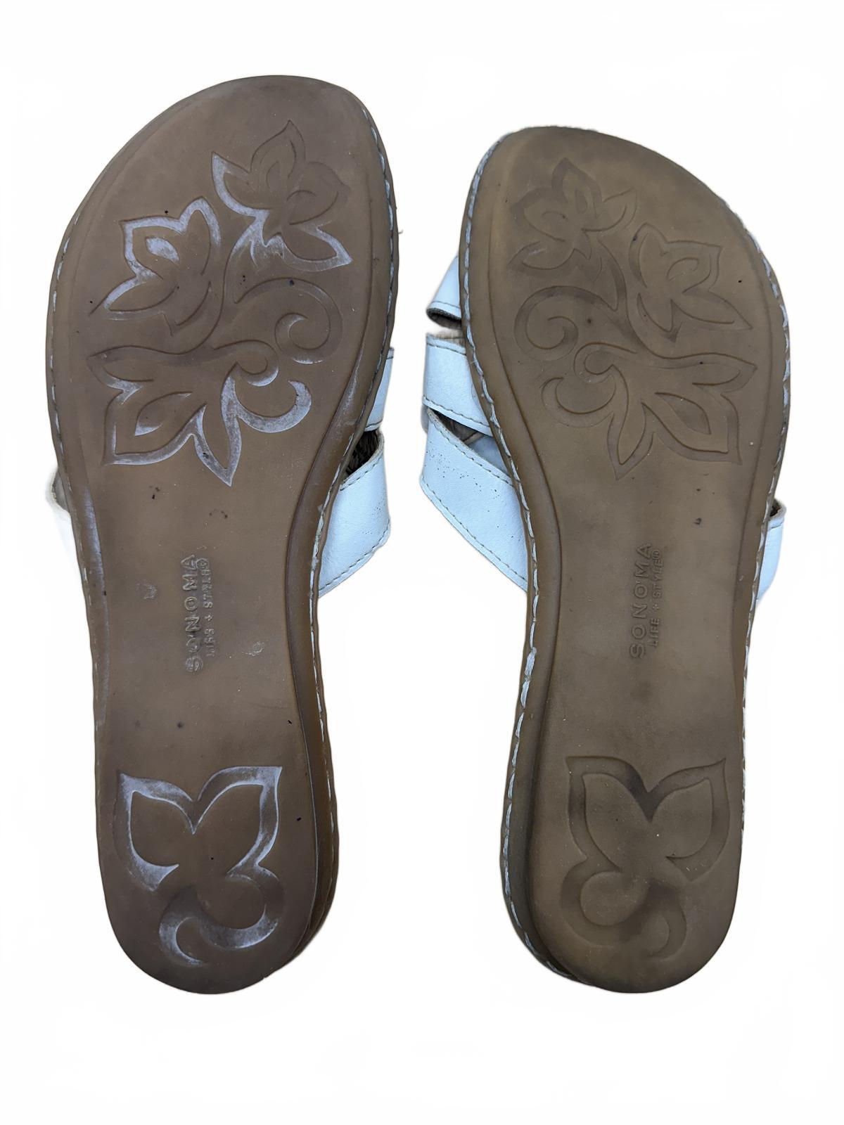 Sonoma Shoes White Floral Slide Sandals Casual Summer Footwear