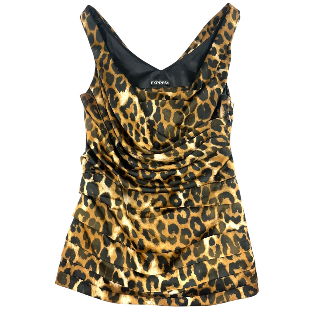 Express Leopard Print Sleeveless Draped Top