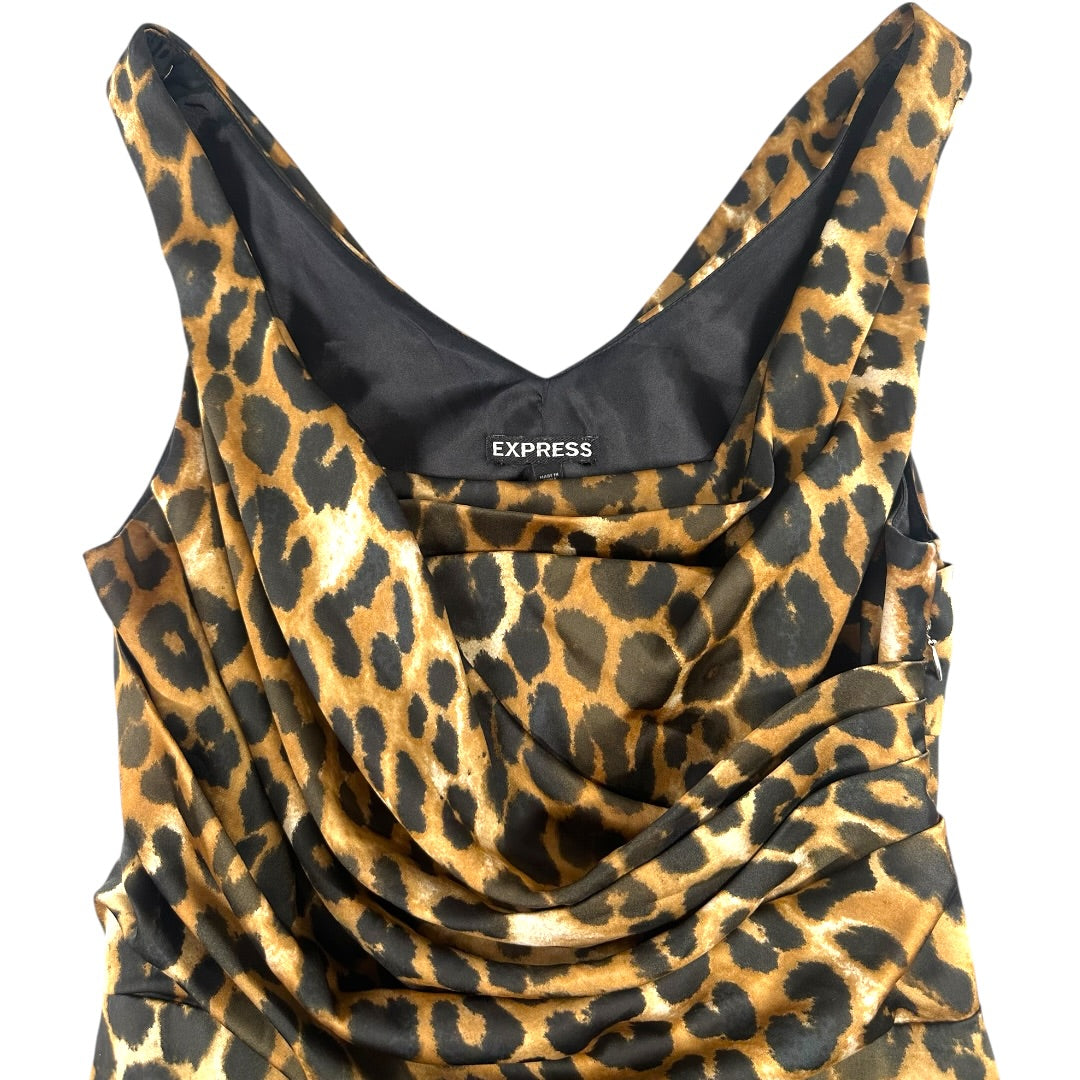 Express Leopard Print Sleeveless Draped Top