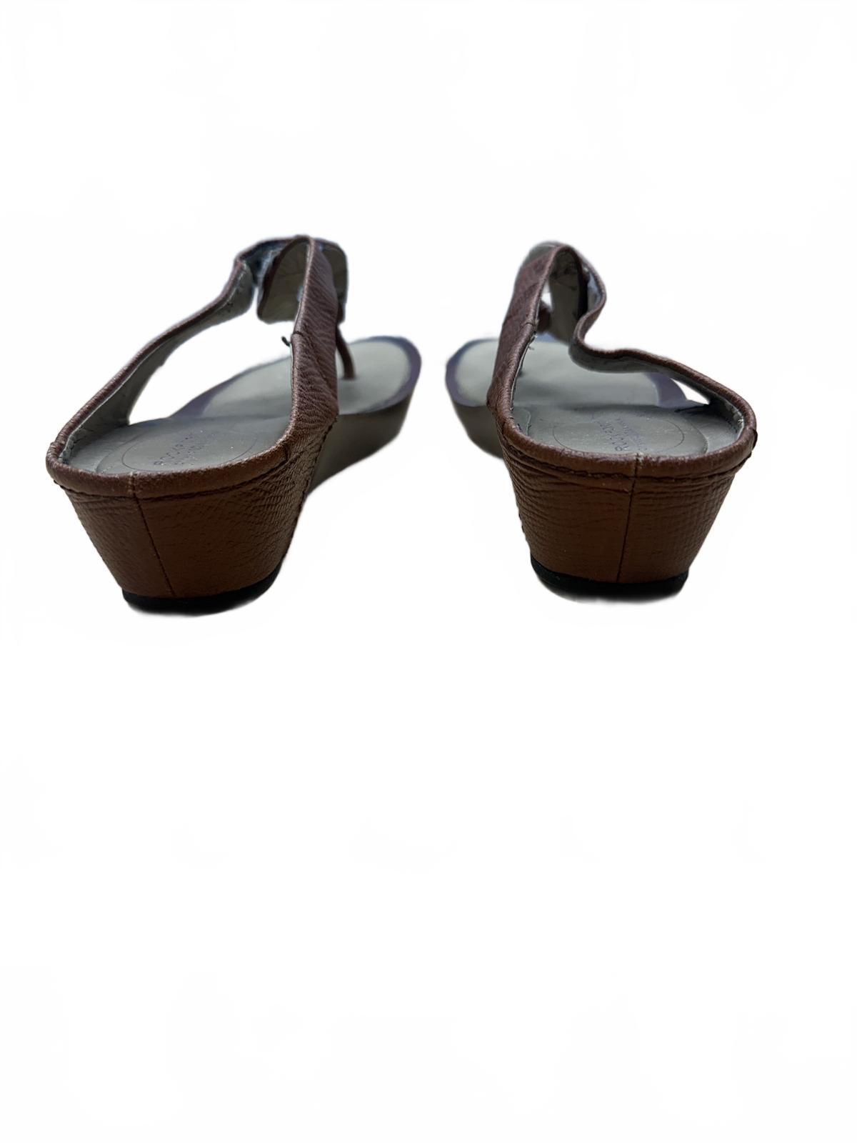 Rockport Brown Leather Wedge Sandals Bohemian Casual Summer