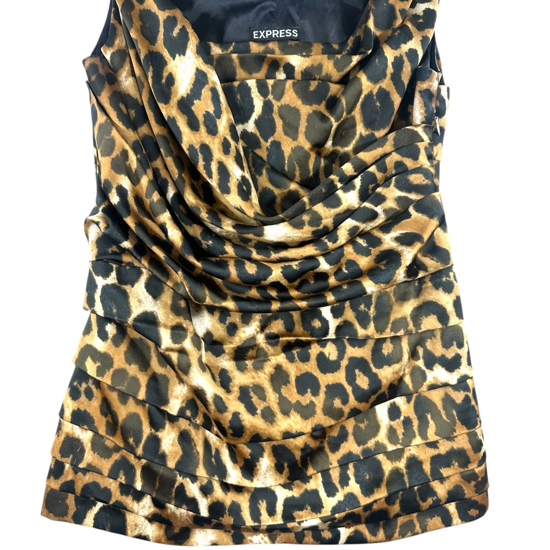 Express Leopard Print Sleeveless Draped Top