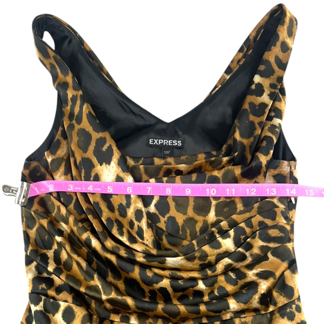 Express Leopard Print Sleeveless Draped Top