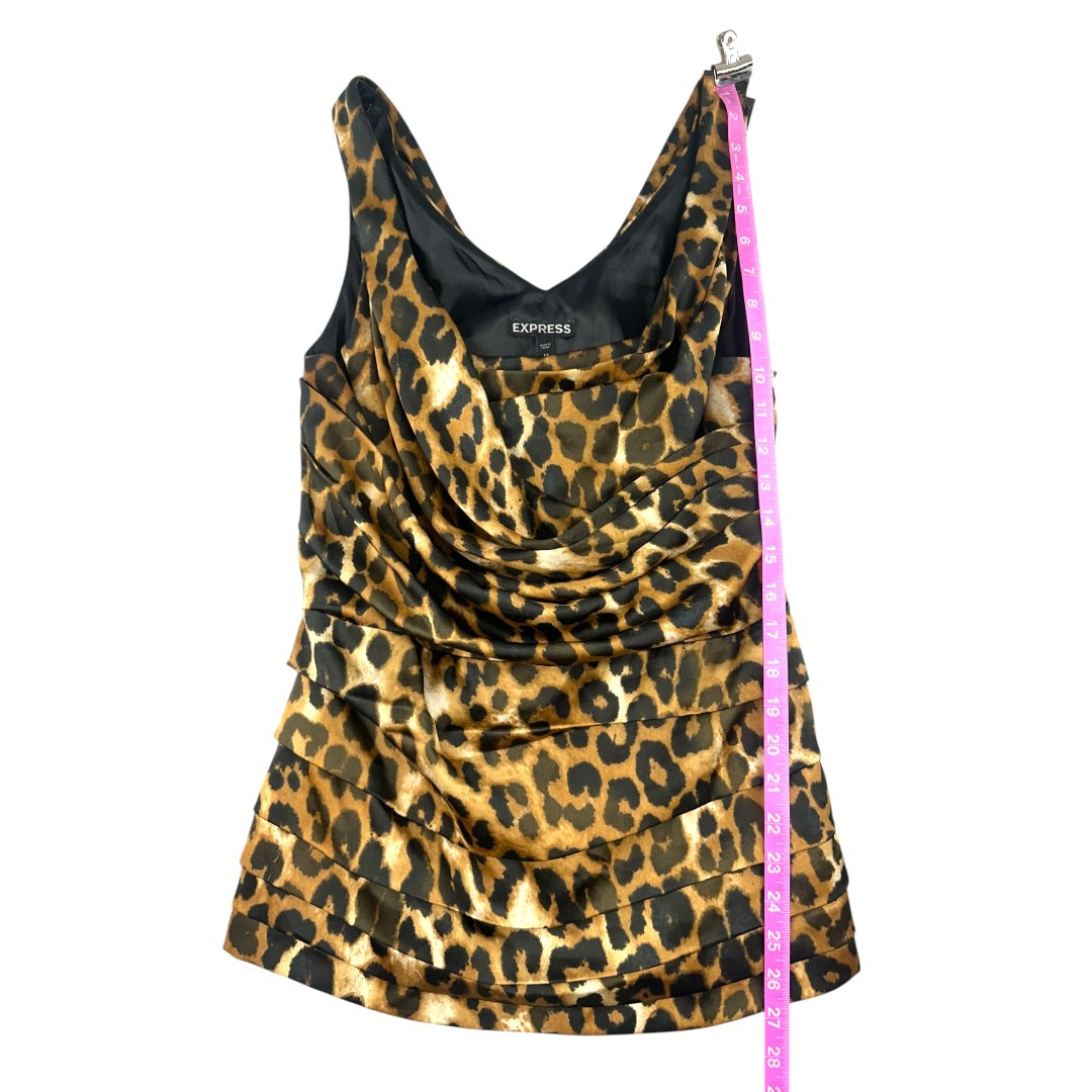 Express Leopard Print Sleeveless Draped Top