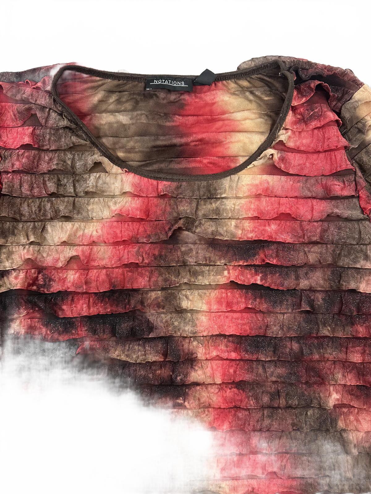 Notations Textured Ruffle Layered Top Boho Y2K Fairycore Multicolor Blouse