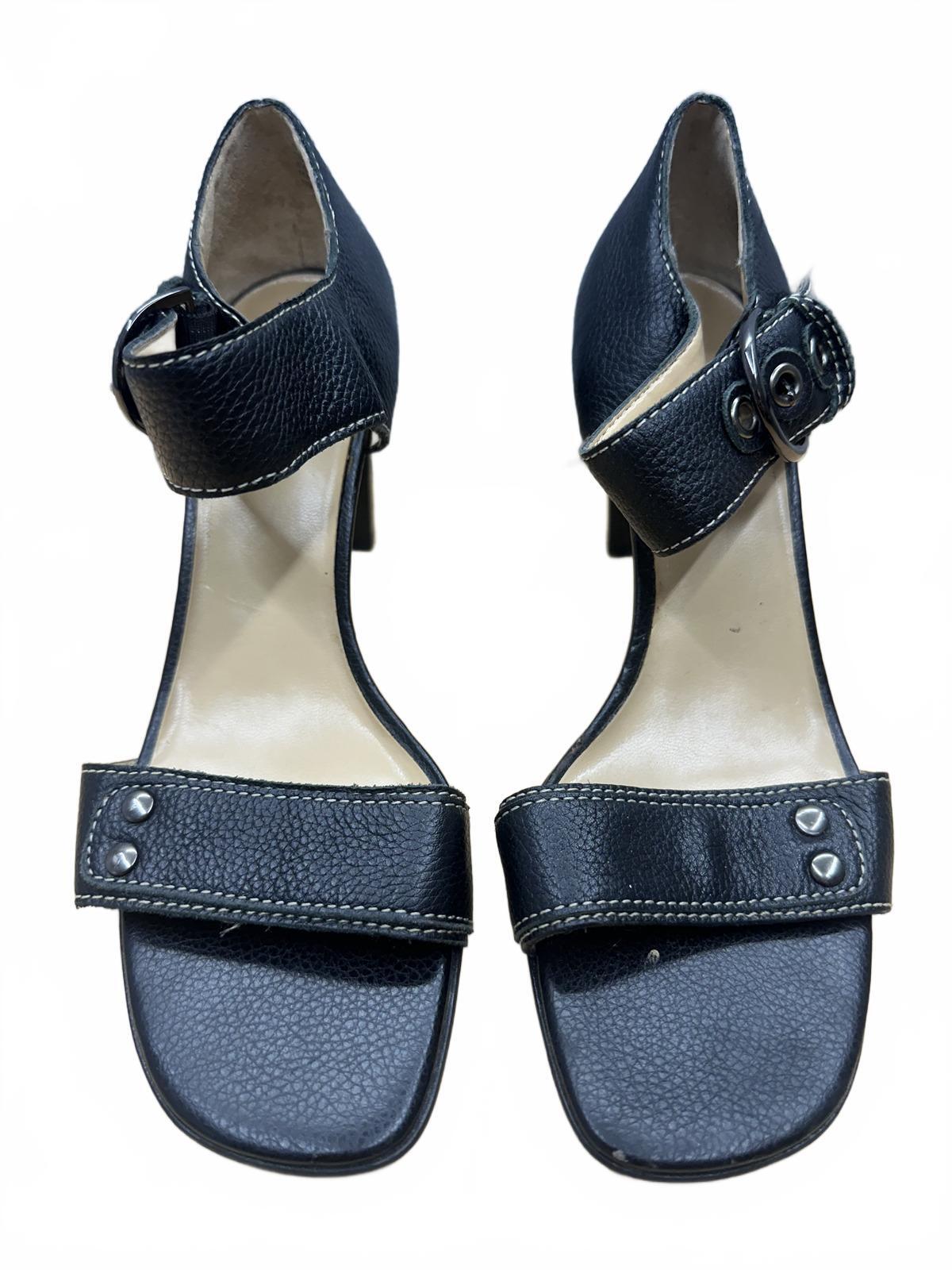 Worthington Classic Black Leather Ankle Strap Heels