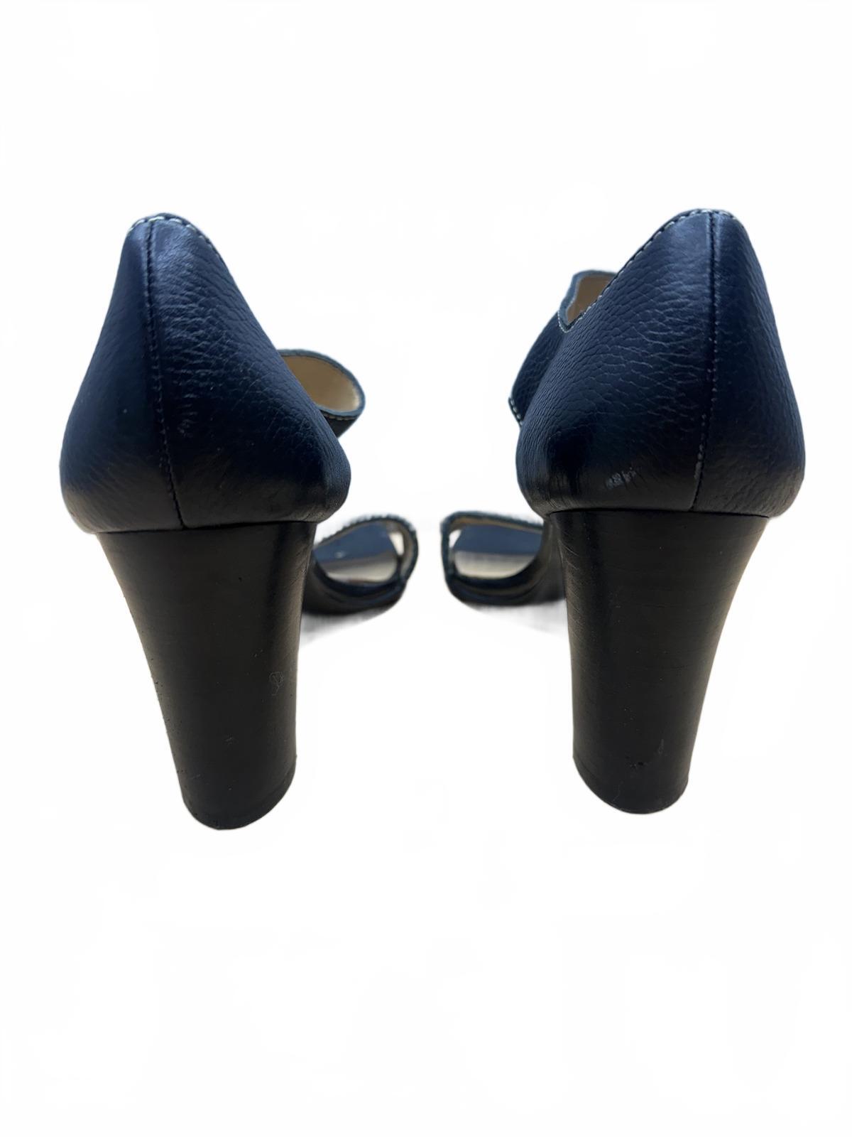 Worthington Classic Black Leather Ankle Strap Heels