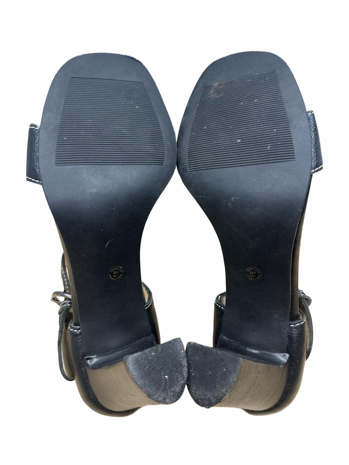 Worthington Classic Black Leather Ankle Strap Heels