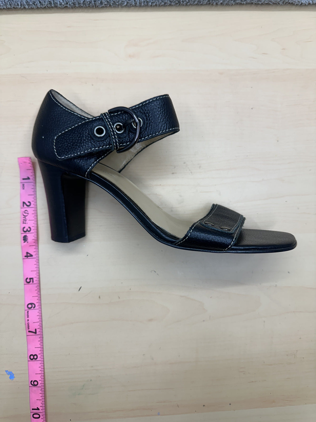 Worthington Classic Black Leather Ankle Strap Heels