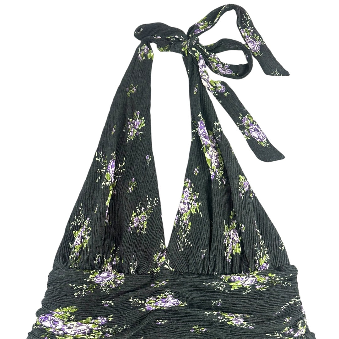 Wild Fable Black Floral Skater Halter Dress