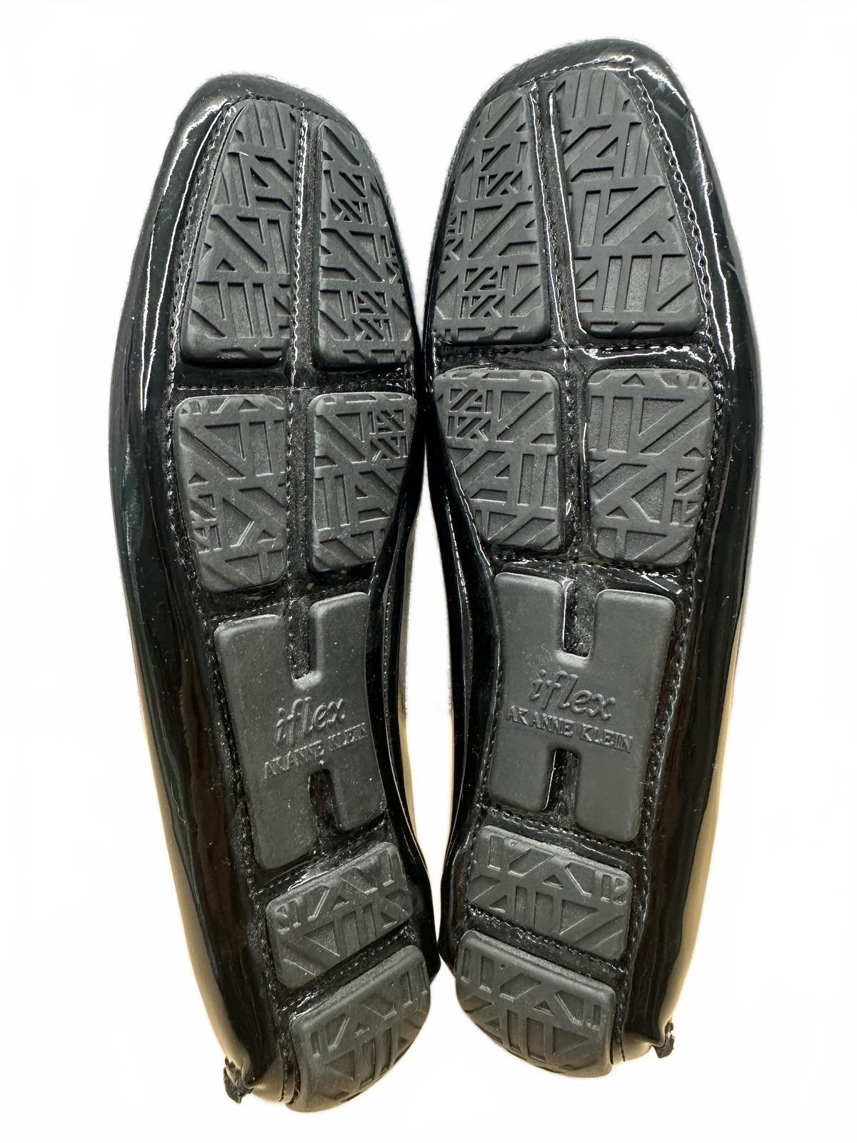 Anne Klein Black Patent Leather Loafers Classic Slip On Shoes