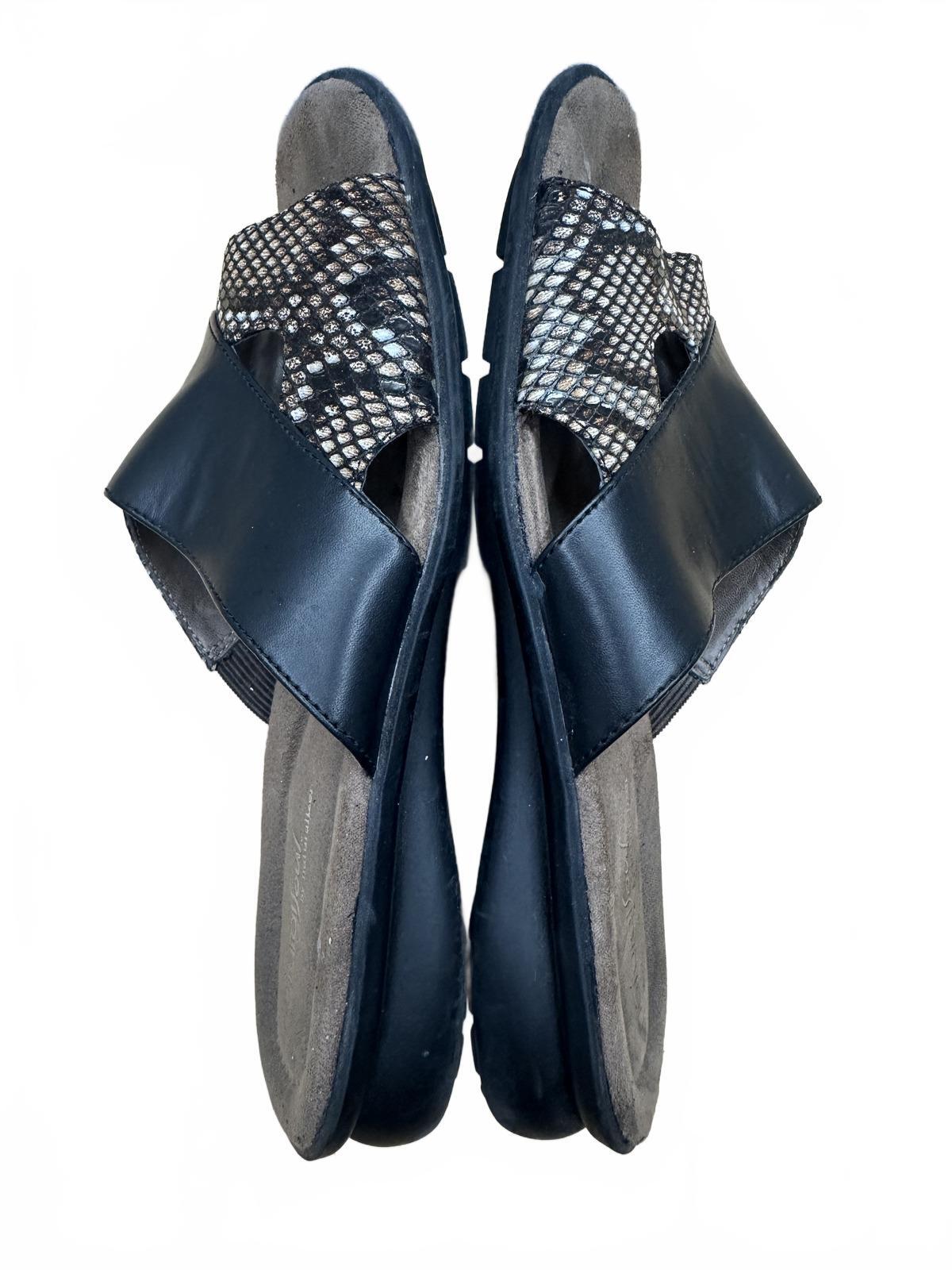 Natural Soul Slide Sandals Black and Snake Print Casual Summer Comfort