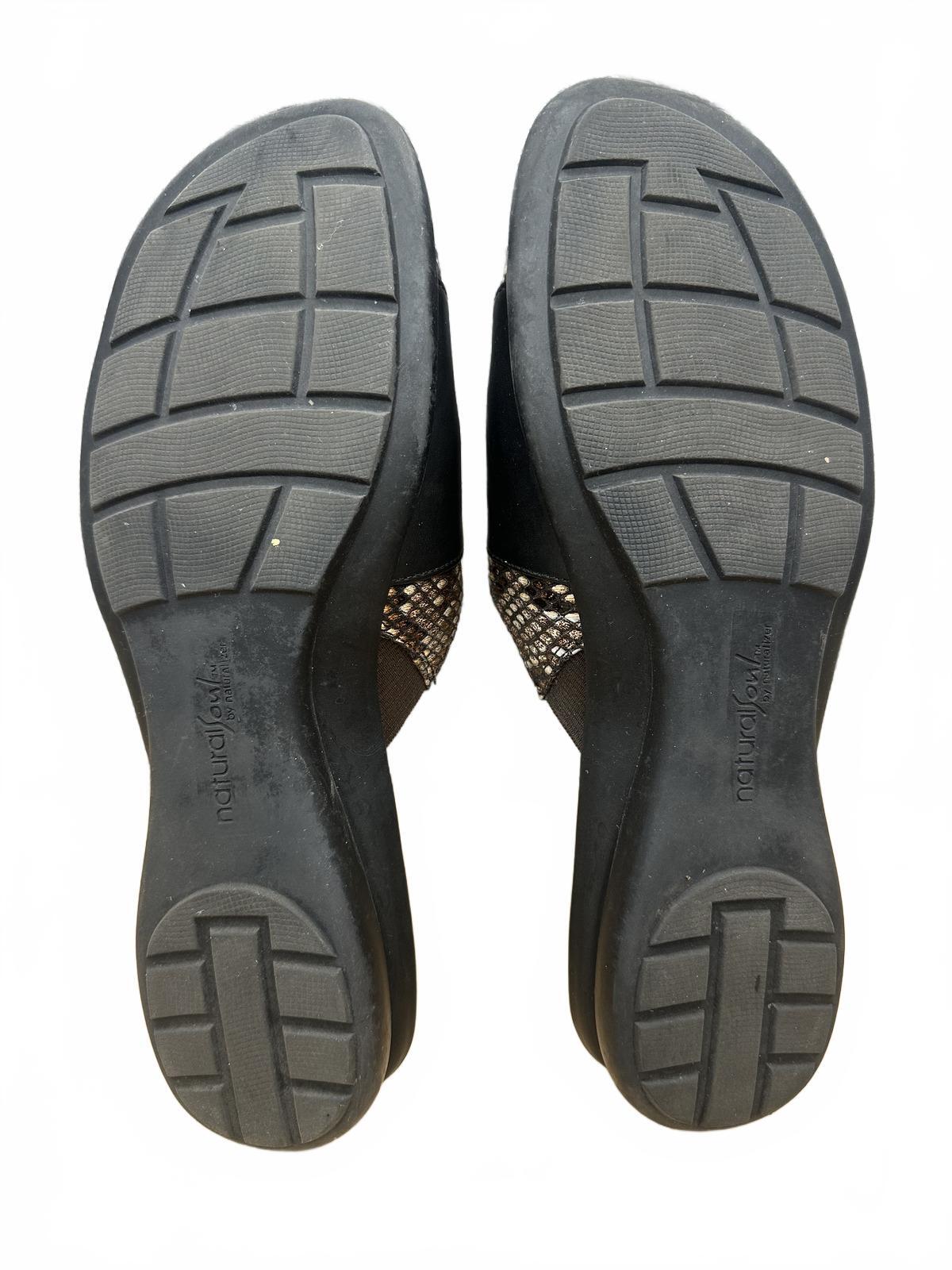 Natural Soul Slide Sandals Black and Snake Print Casual Summer Comfort