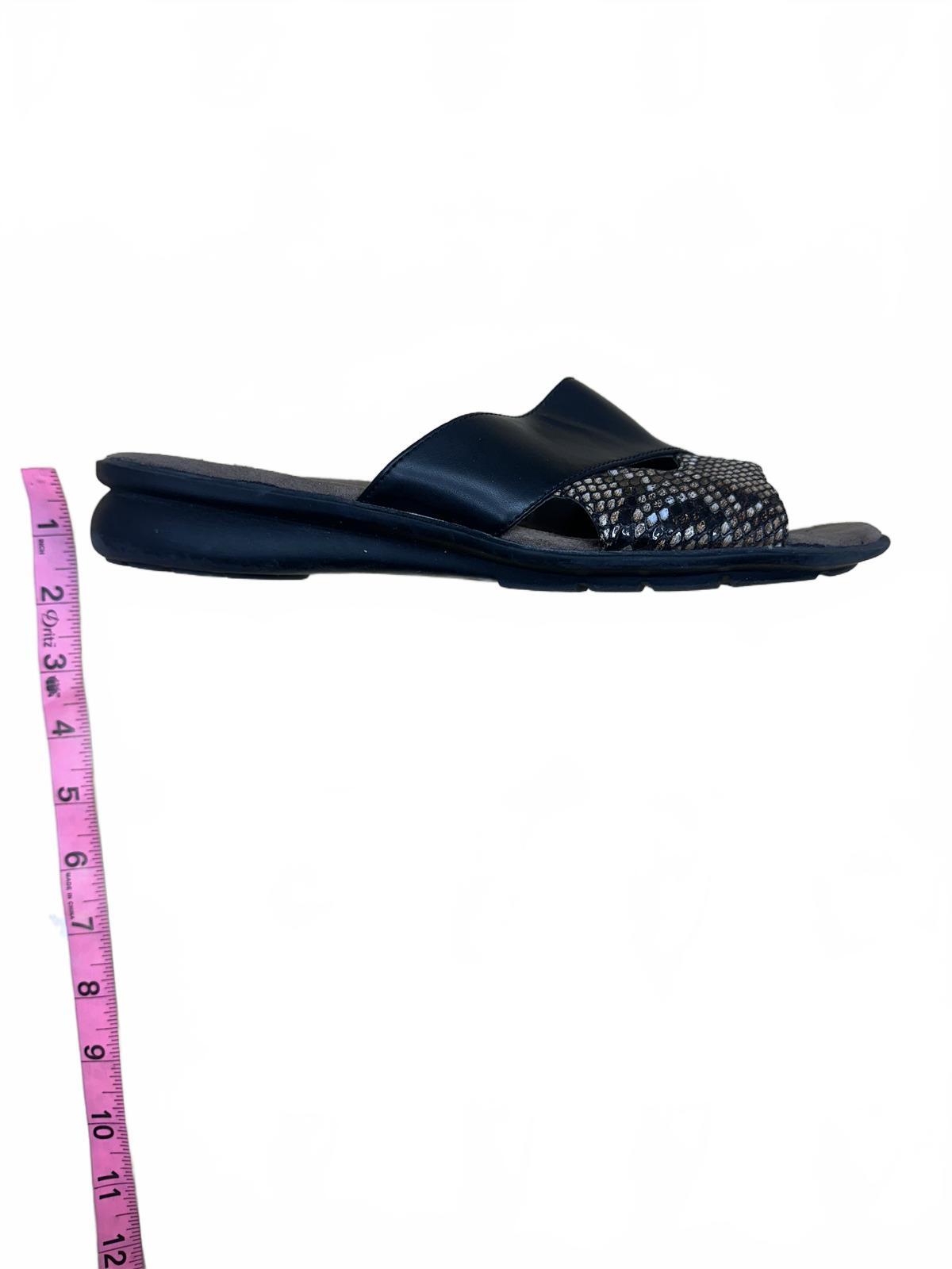 Natural Soul Slide Sandals Black and Snake Print Casual Summer Comfort