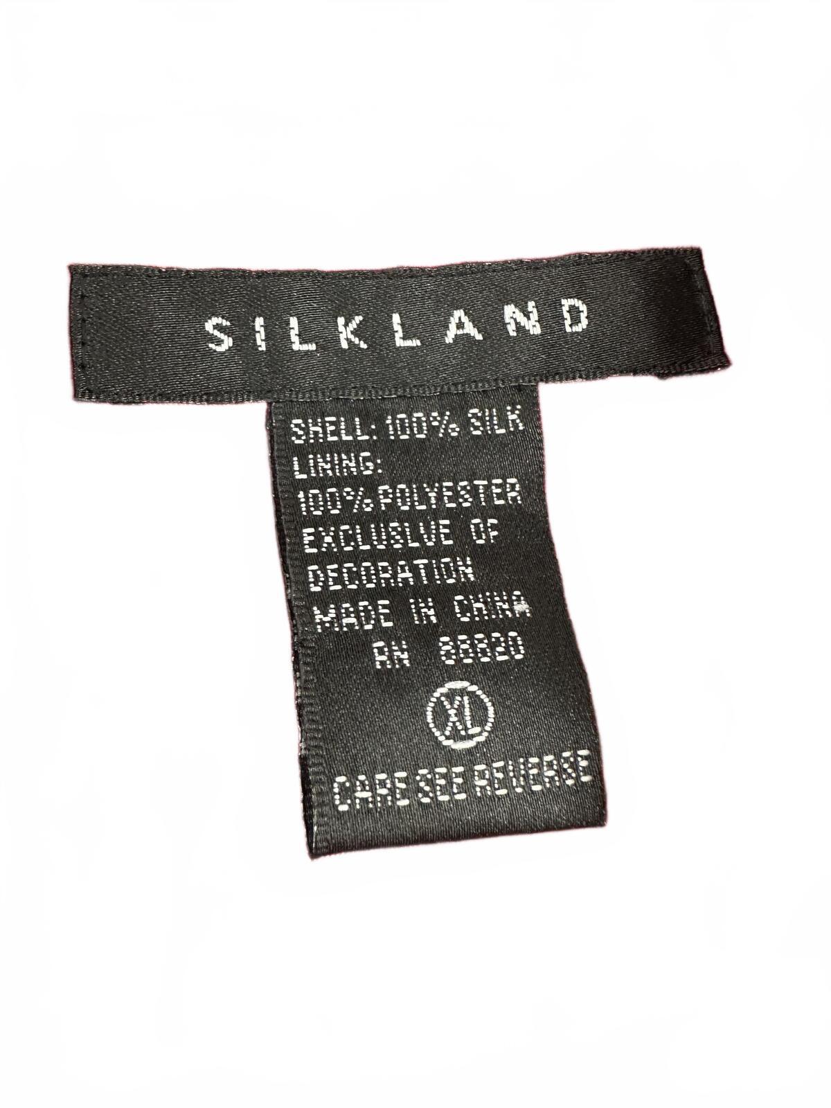 Silkland Red Silk Sleeveless Button Front Vest Blouse with Floral Embroidery Y2K