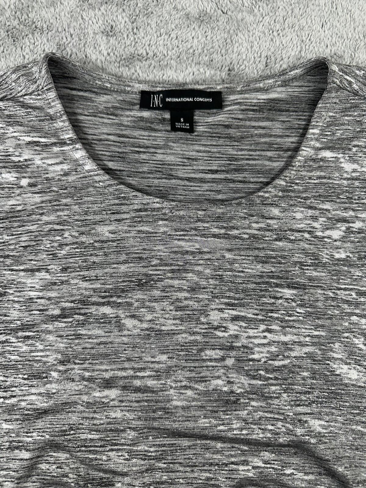 INC International Concepts Gray Side Tie Ruched Tee