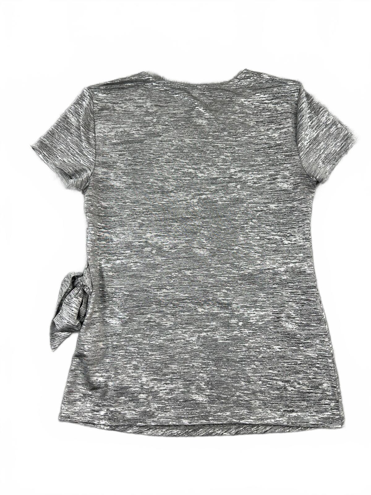 INC International Concepts Gray Side Tie Ruched Tee