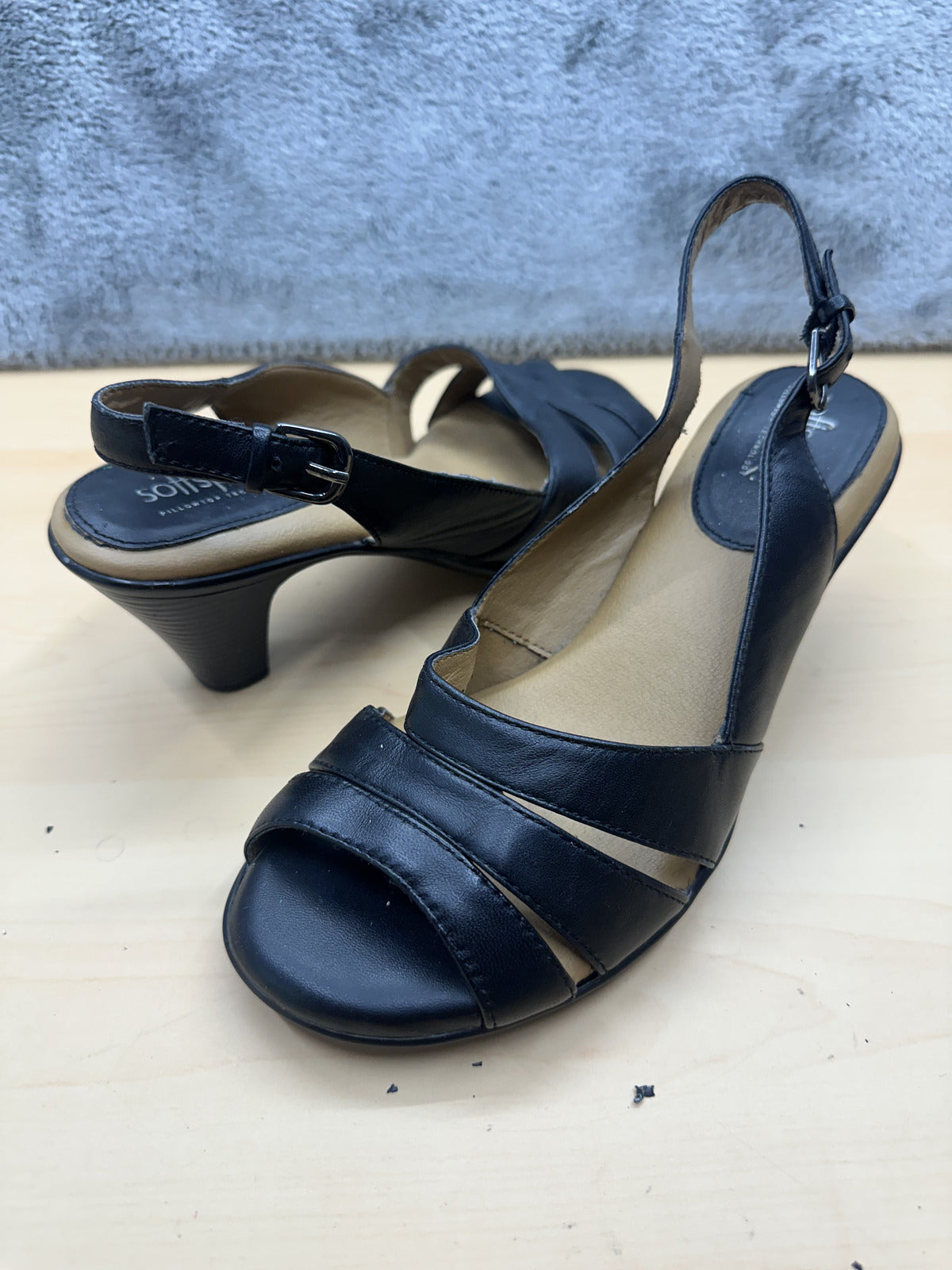 Softspots Black Slingback Heeled Sandals