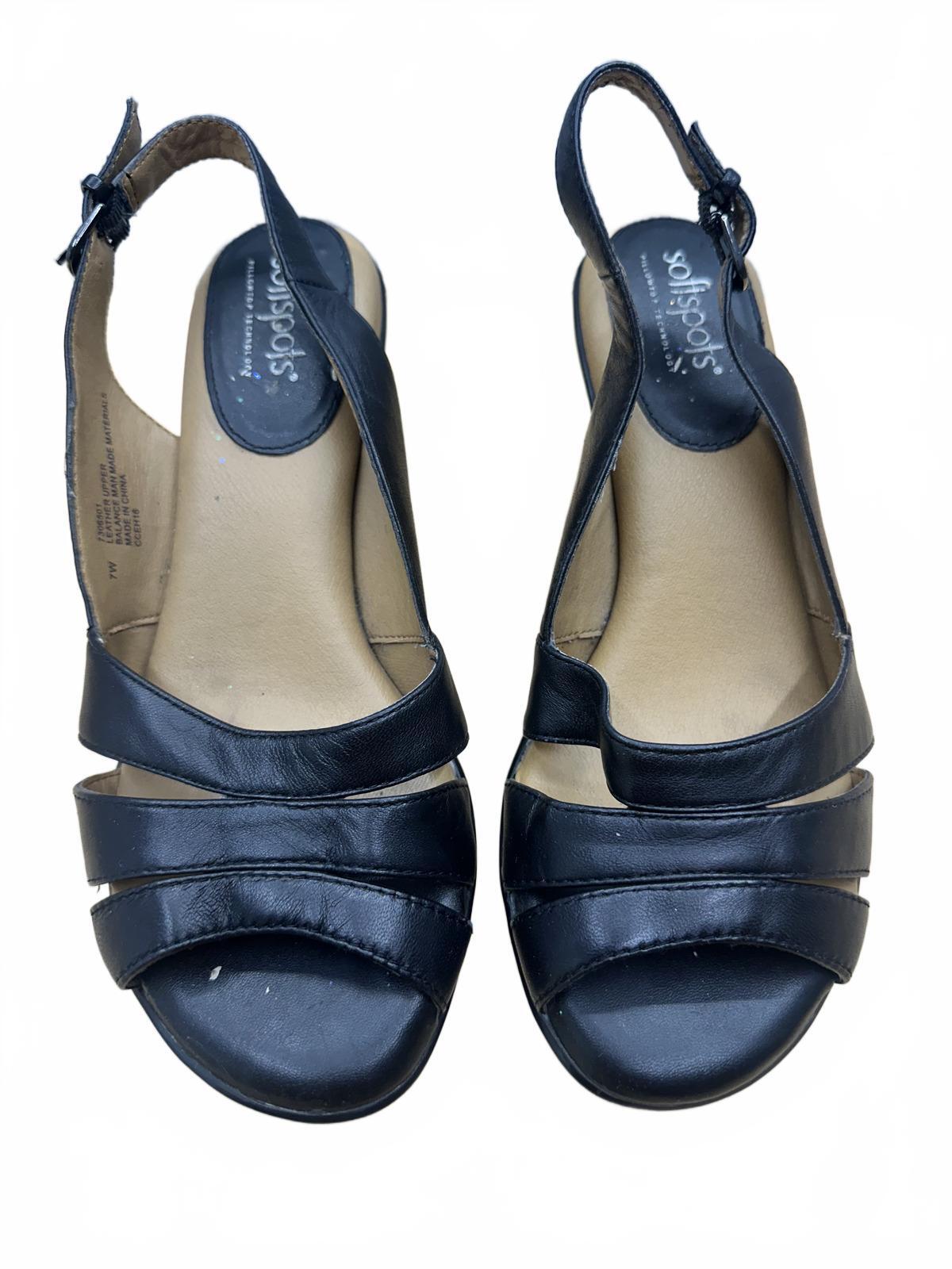 Softspots Black Slingback Heeled Sandals
