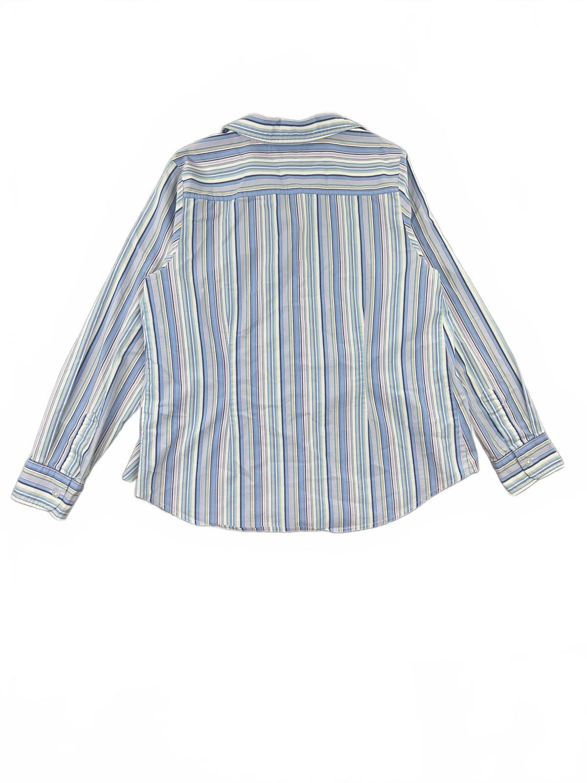 Liz Lange Maternity Striped Button Up Shirt Y2K Preppy Vintage Pastel Blue