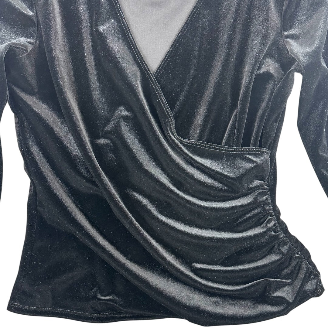 MSK Velvet Faux Wrap Surplice Long Sleeve