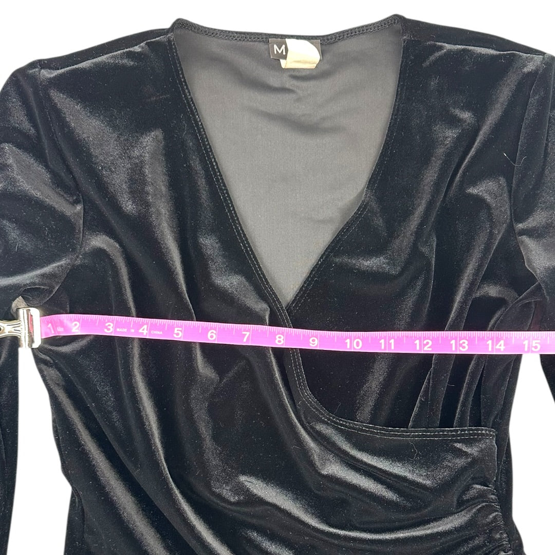 MSK Velvet Faux Wrap Surplice Long Sleeve