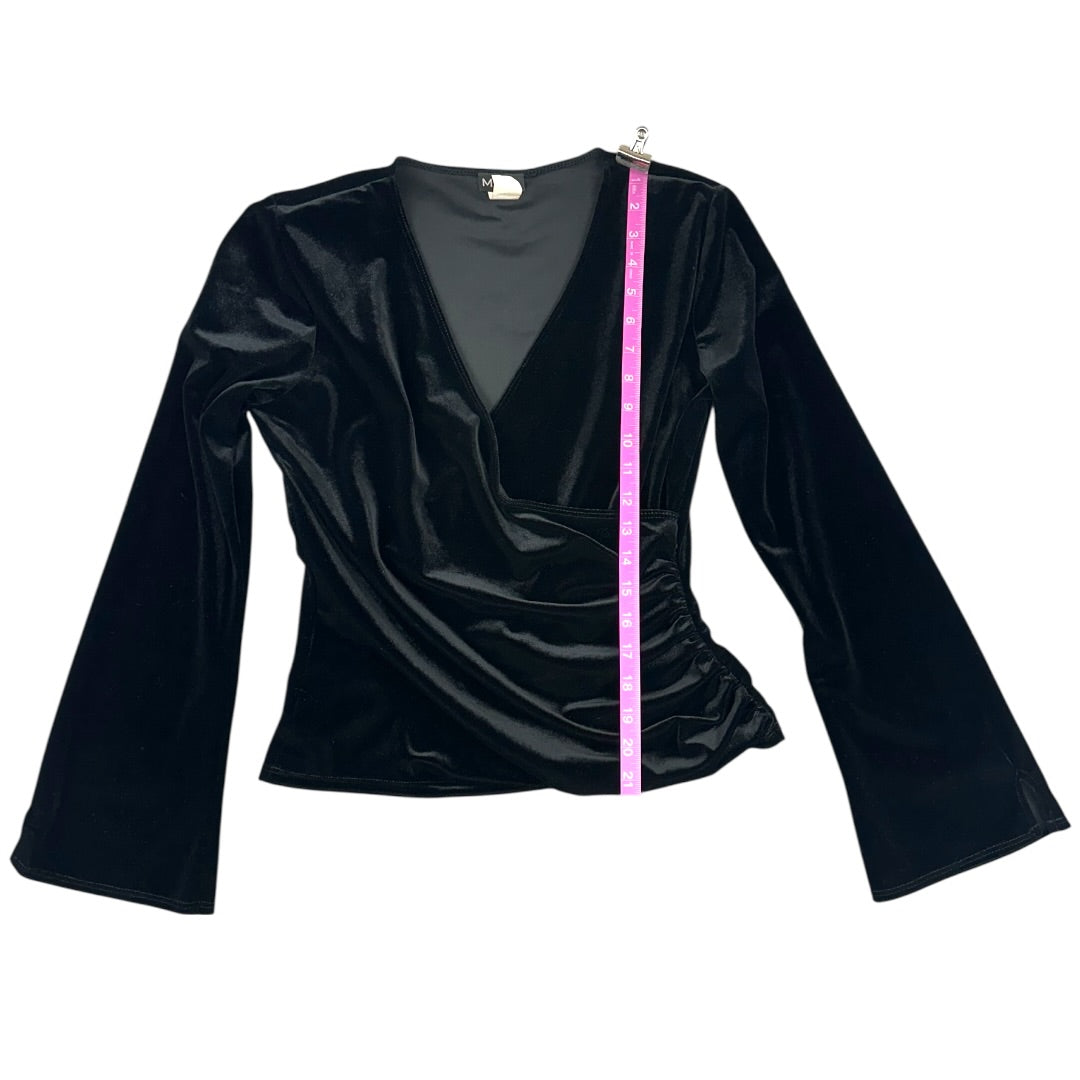 MSK Velvet Faux Wrap Surplice Long Sleeve