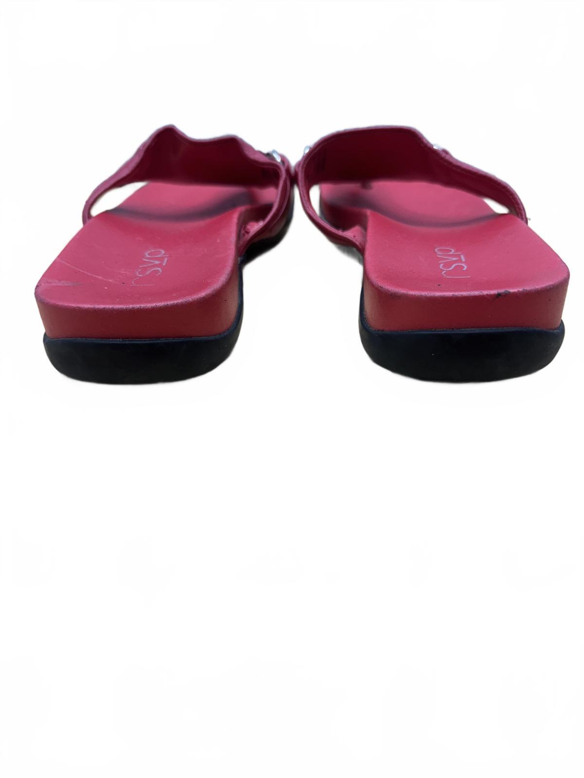 RSVP Red Thong Sandals with Silver Ring Details