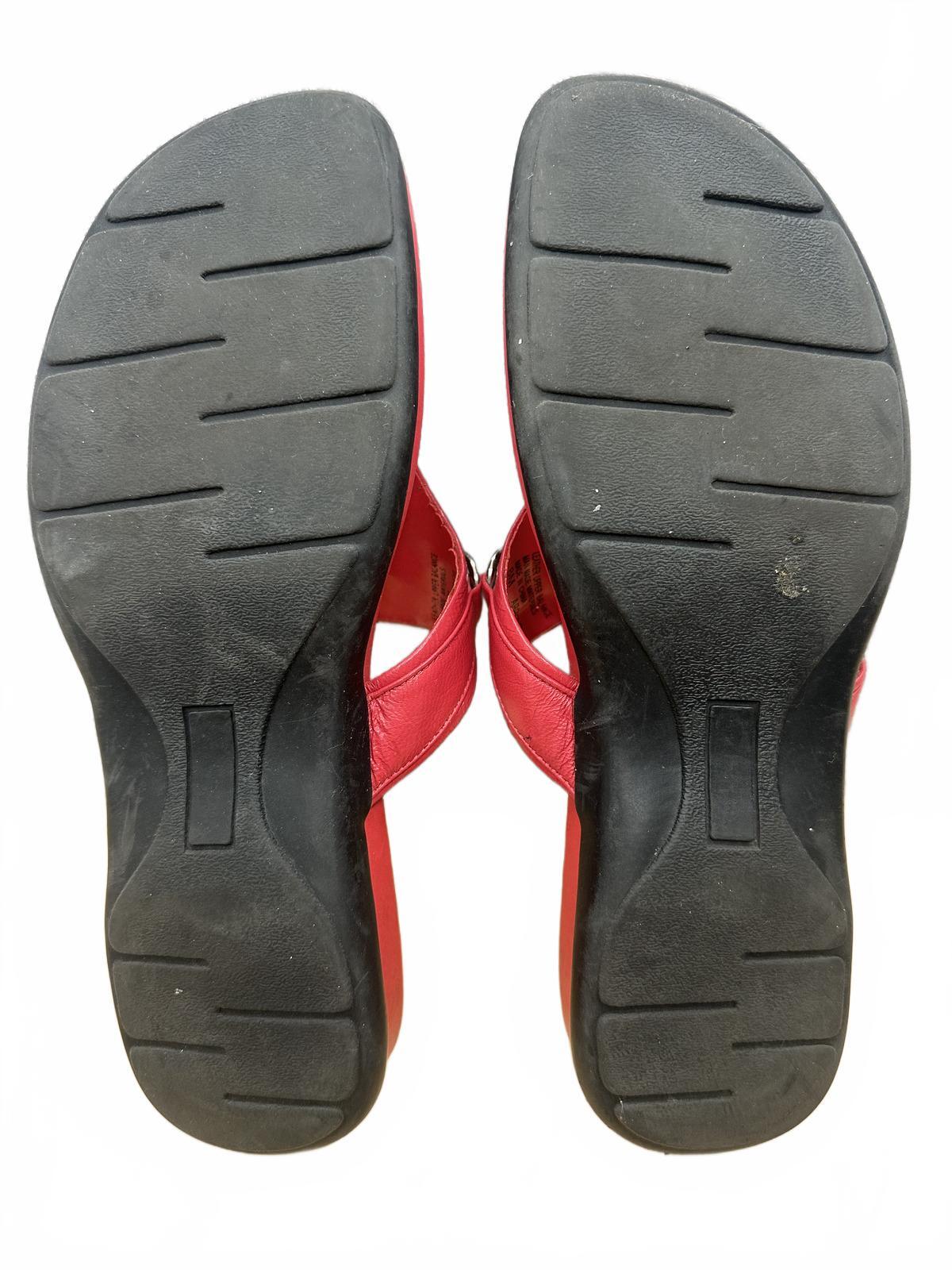 RSVP Red Thong Sandals with Silver Ring Details