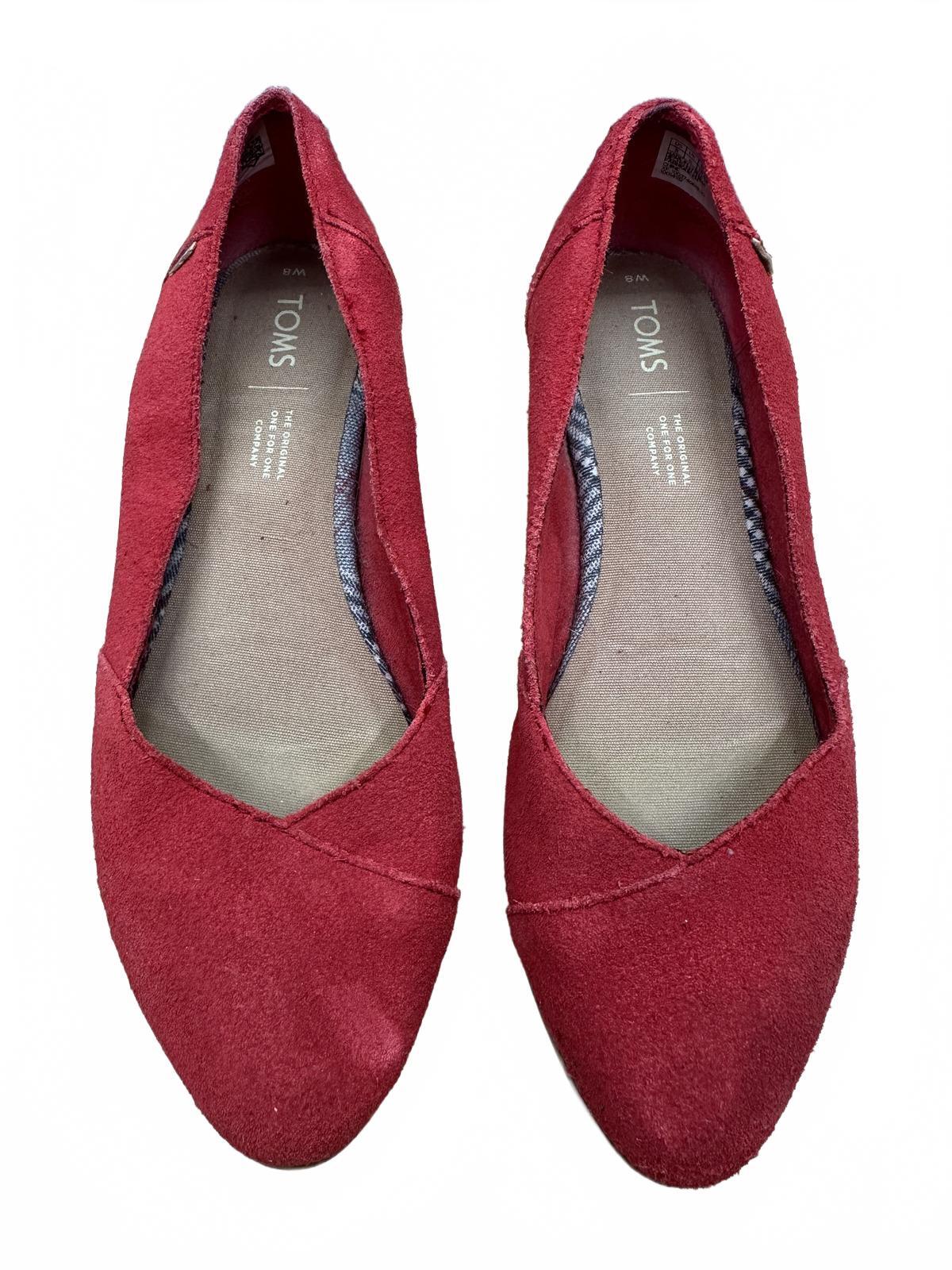 TOMS Red Suede Flats Casual Slip On Loafers