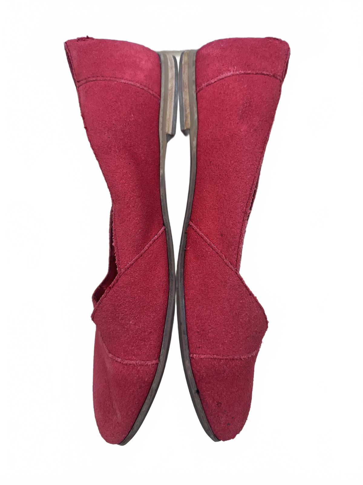 TOMS Red Suede Flats Casual Slip On Loafers