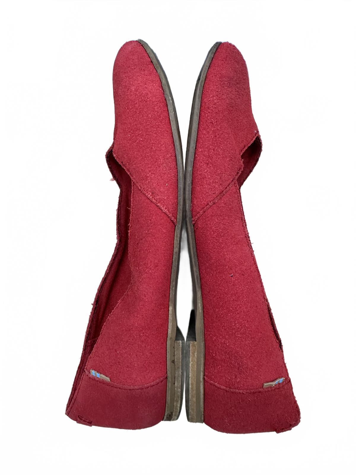 TOMS Red Suede Flats Casual Slip On Loafers
