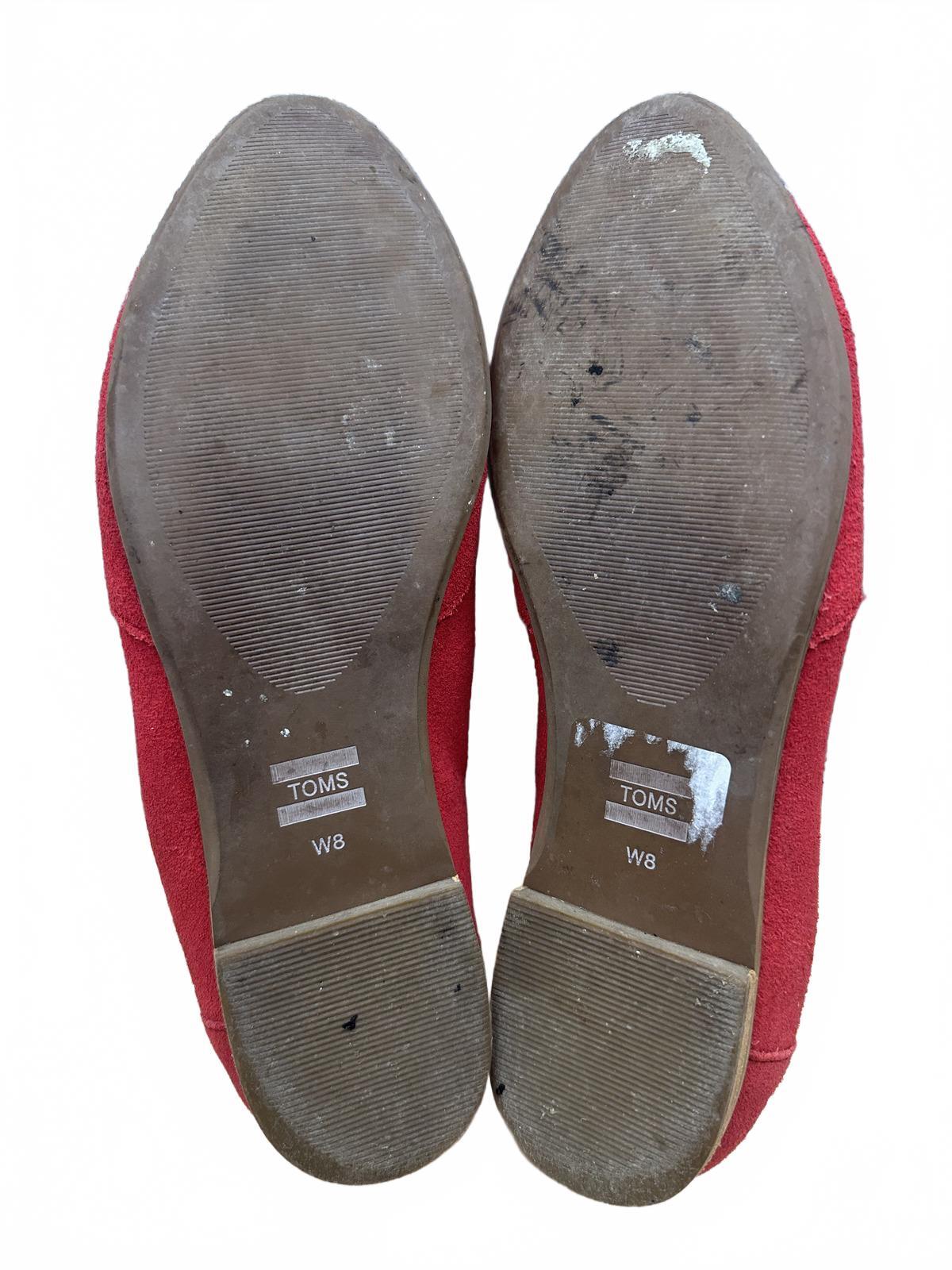 TOMS Red Suede Flats Casual Slip On Loafers