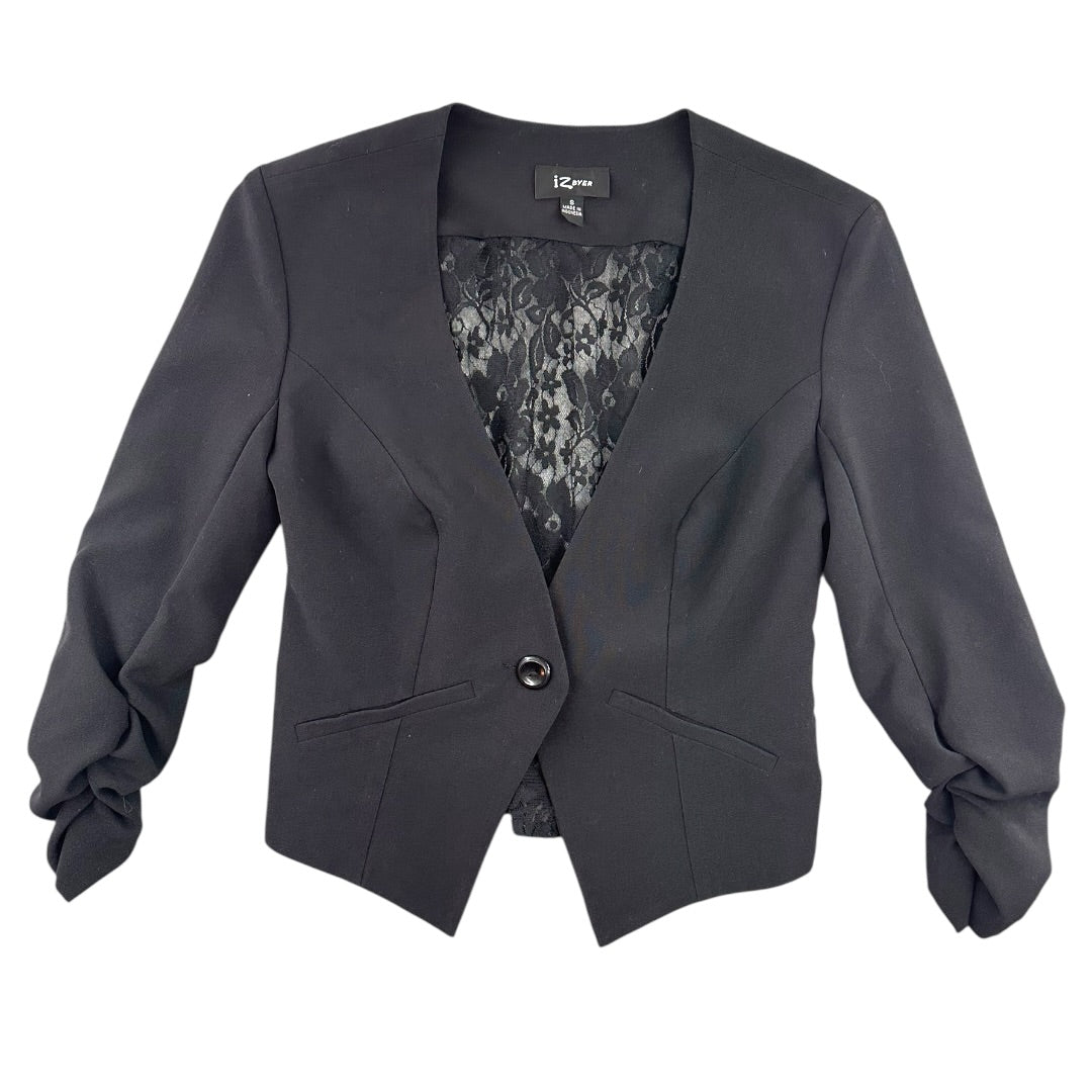 Iz Byer Black Lace Back Blazer