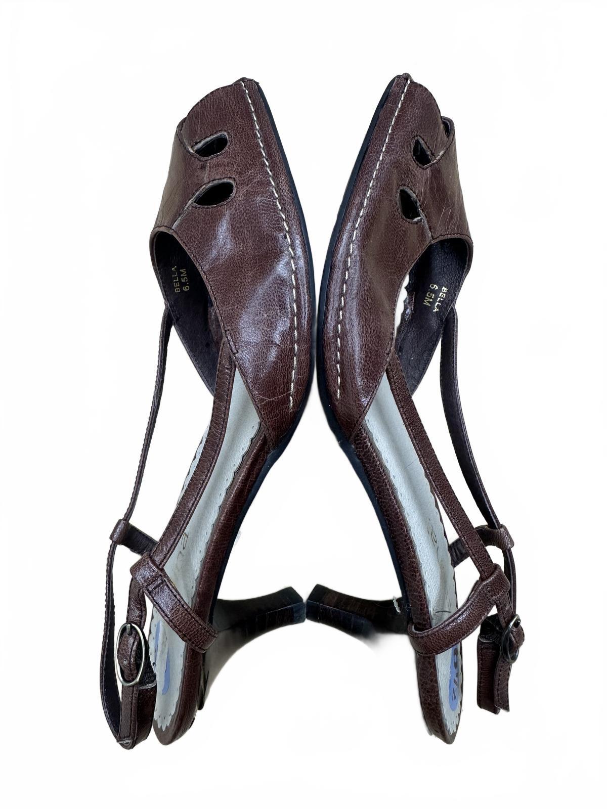 Perlina Brown Slingback Heels Vintage Retro Classic Pumps