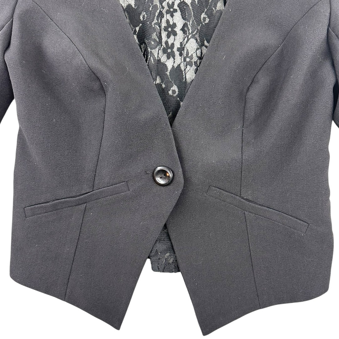 Iz Byer Black Lace Back Blazer