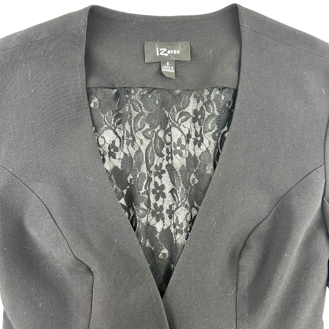 Iz Byer Black Lace Back Blazer