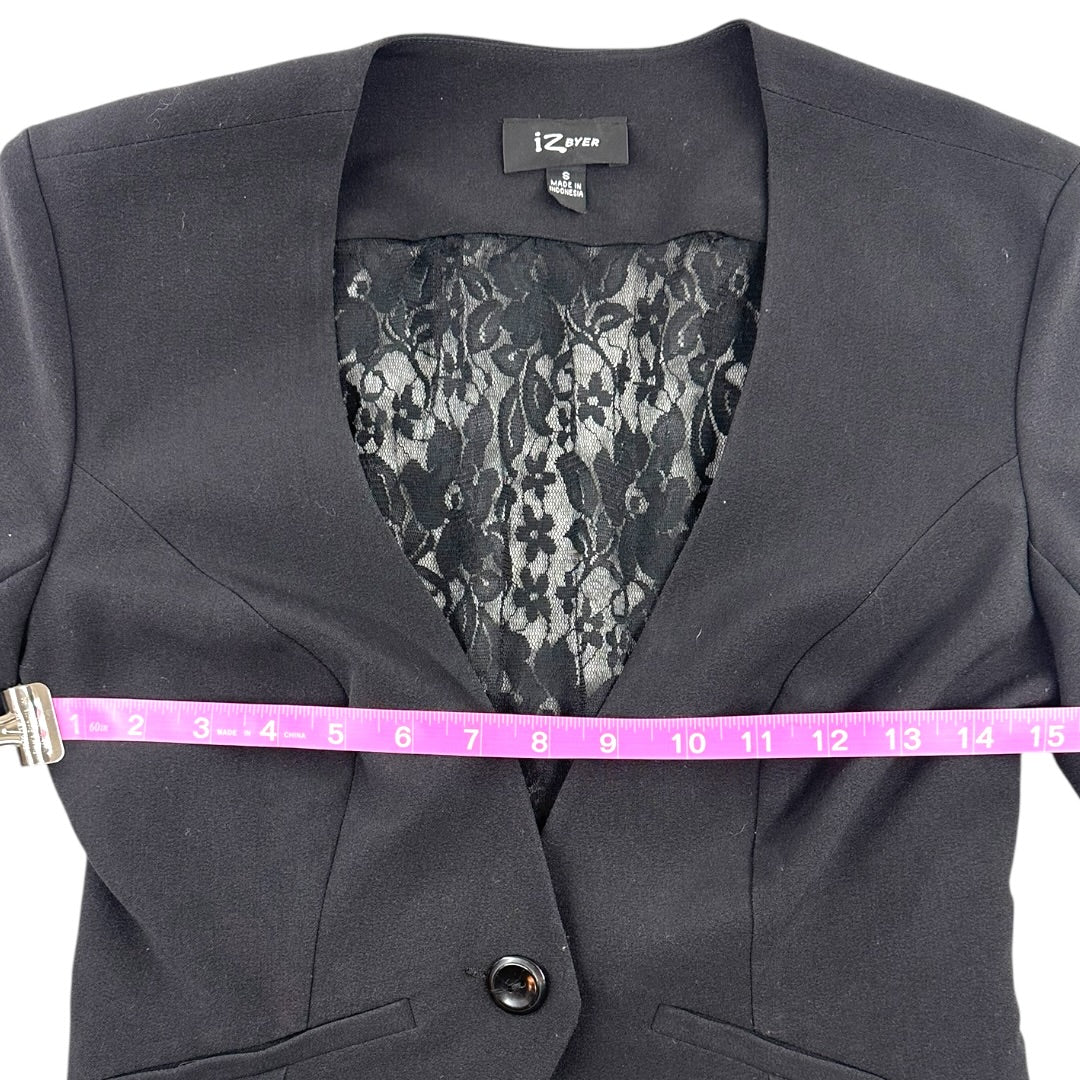 Iz Byer Black Lace Back Blazer