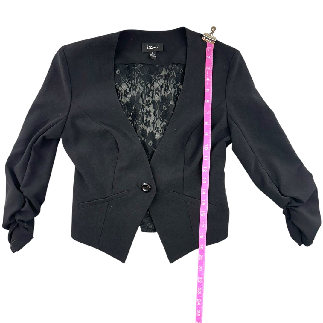 Iz Byer Black Lace Back Blazer