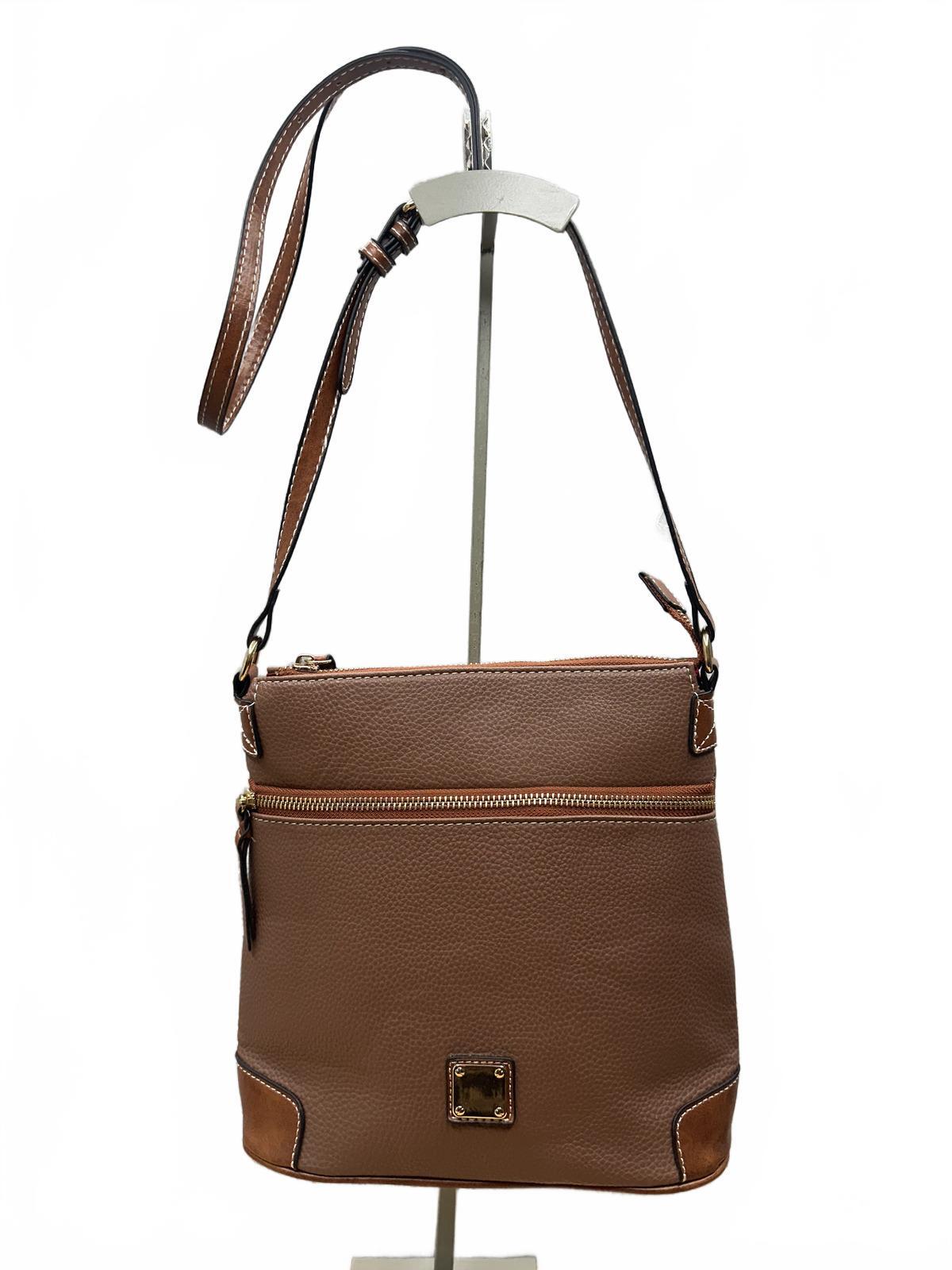 Vintage Inspired Brown Crossbody Bag with Tan Accents