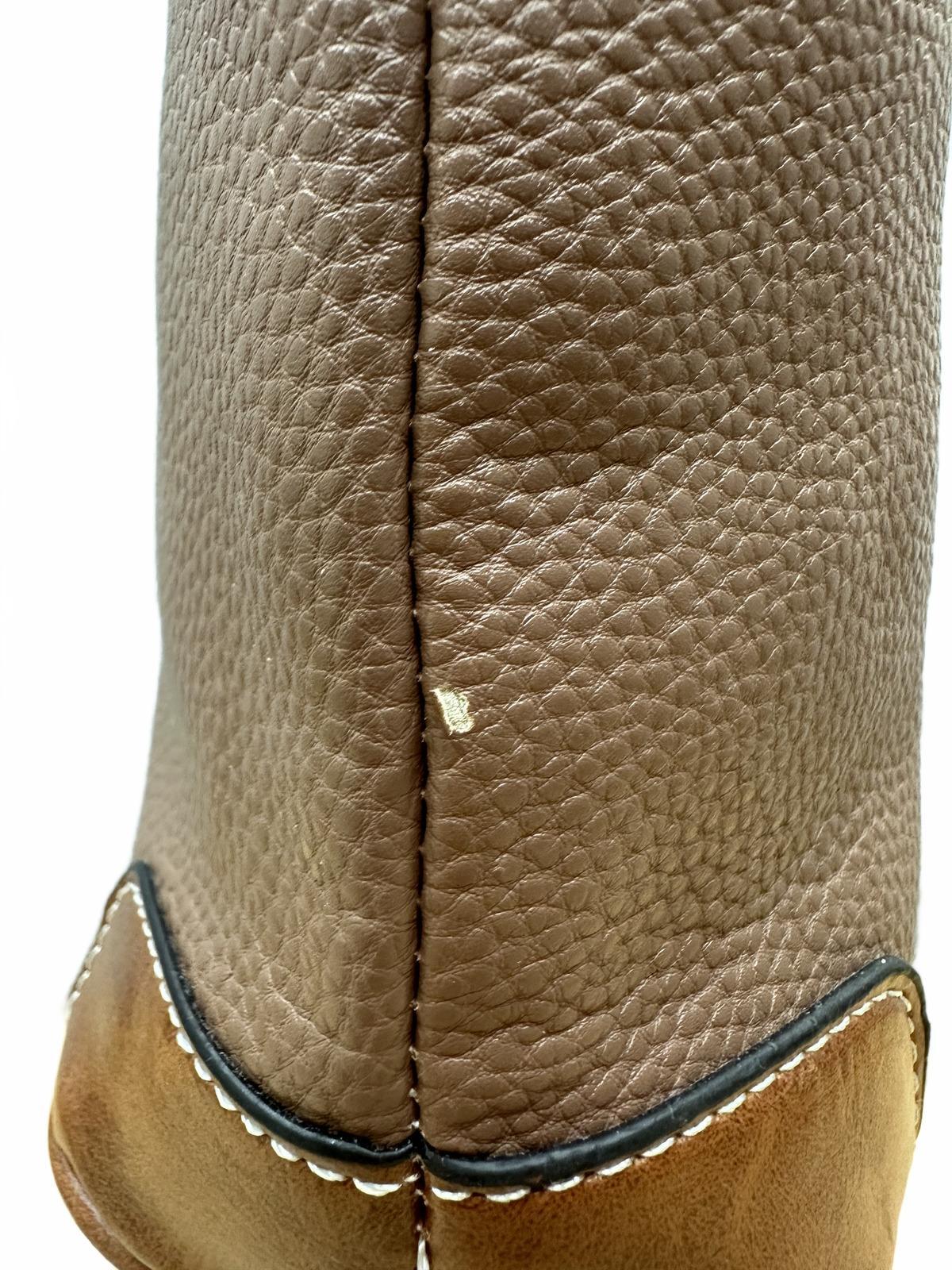 Vintage Inspired Brown Crossbody Bag with Tan Accents