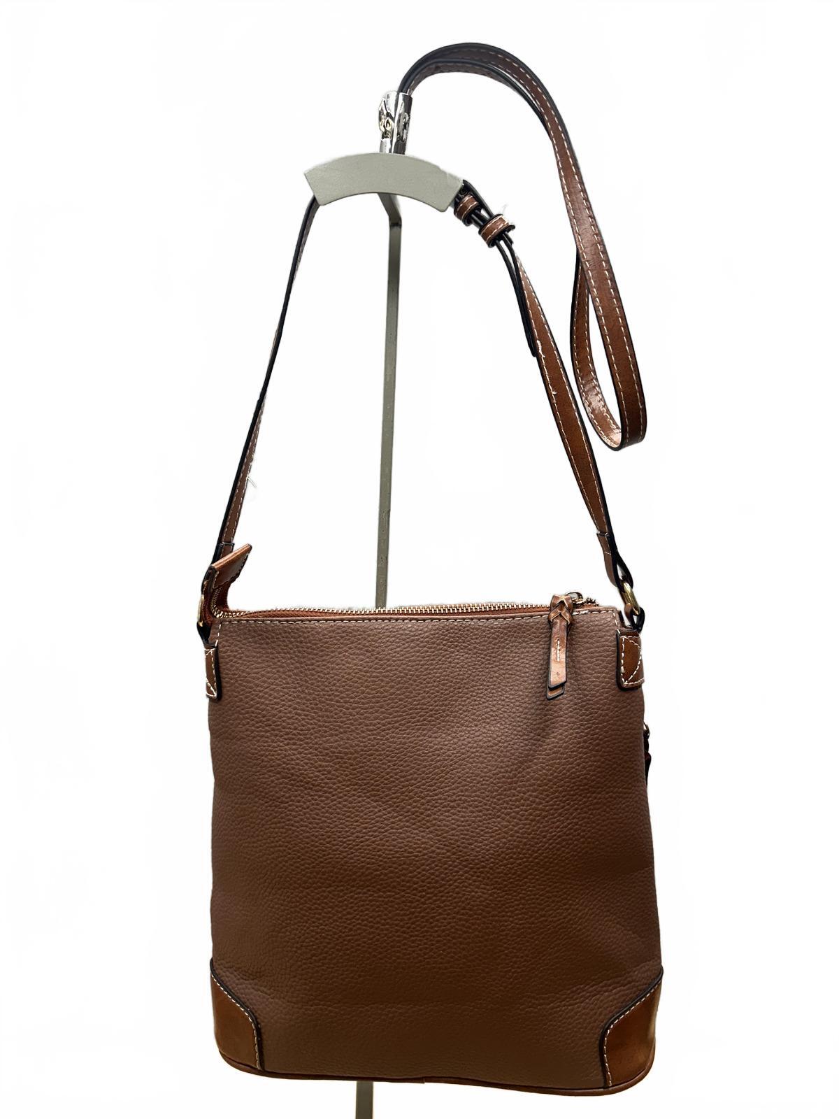 Vintage Inspired Brown Crossbody Bag with Tan Accents