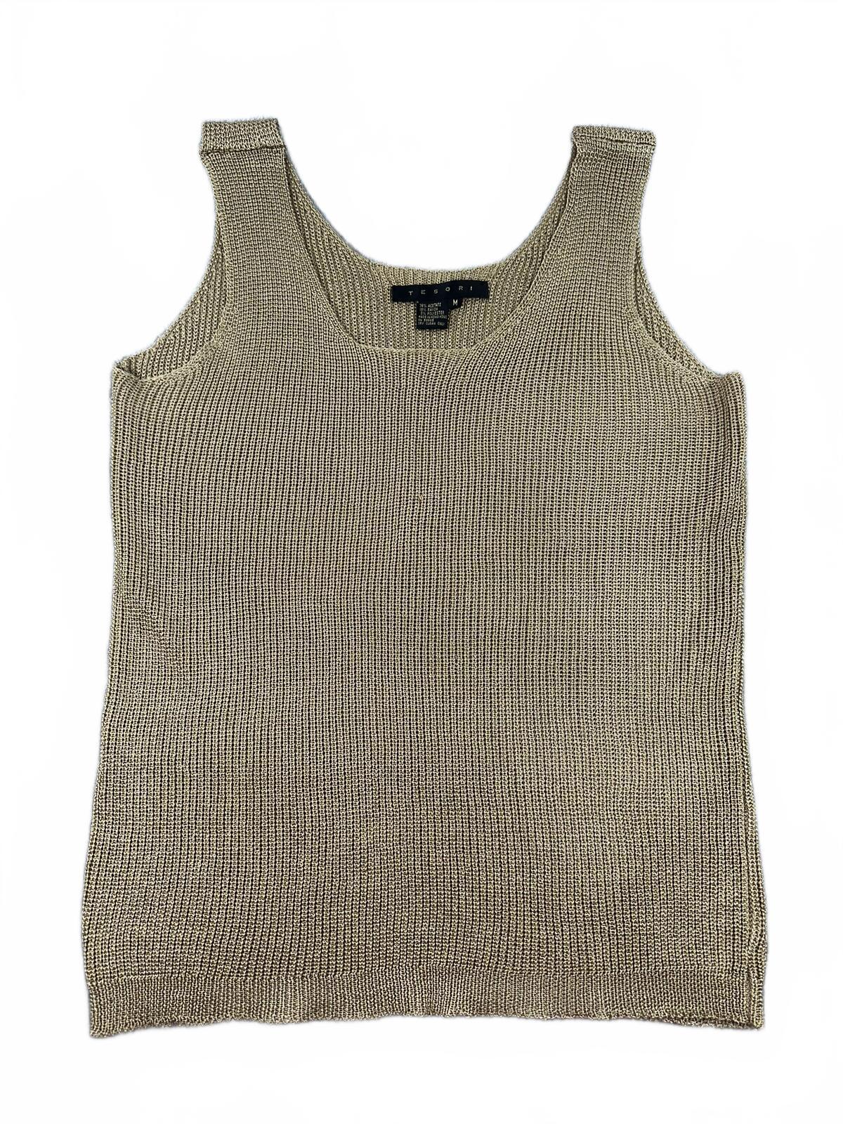 Tesori Beige Knit Tank Top Minimalist Y2K