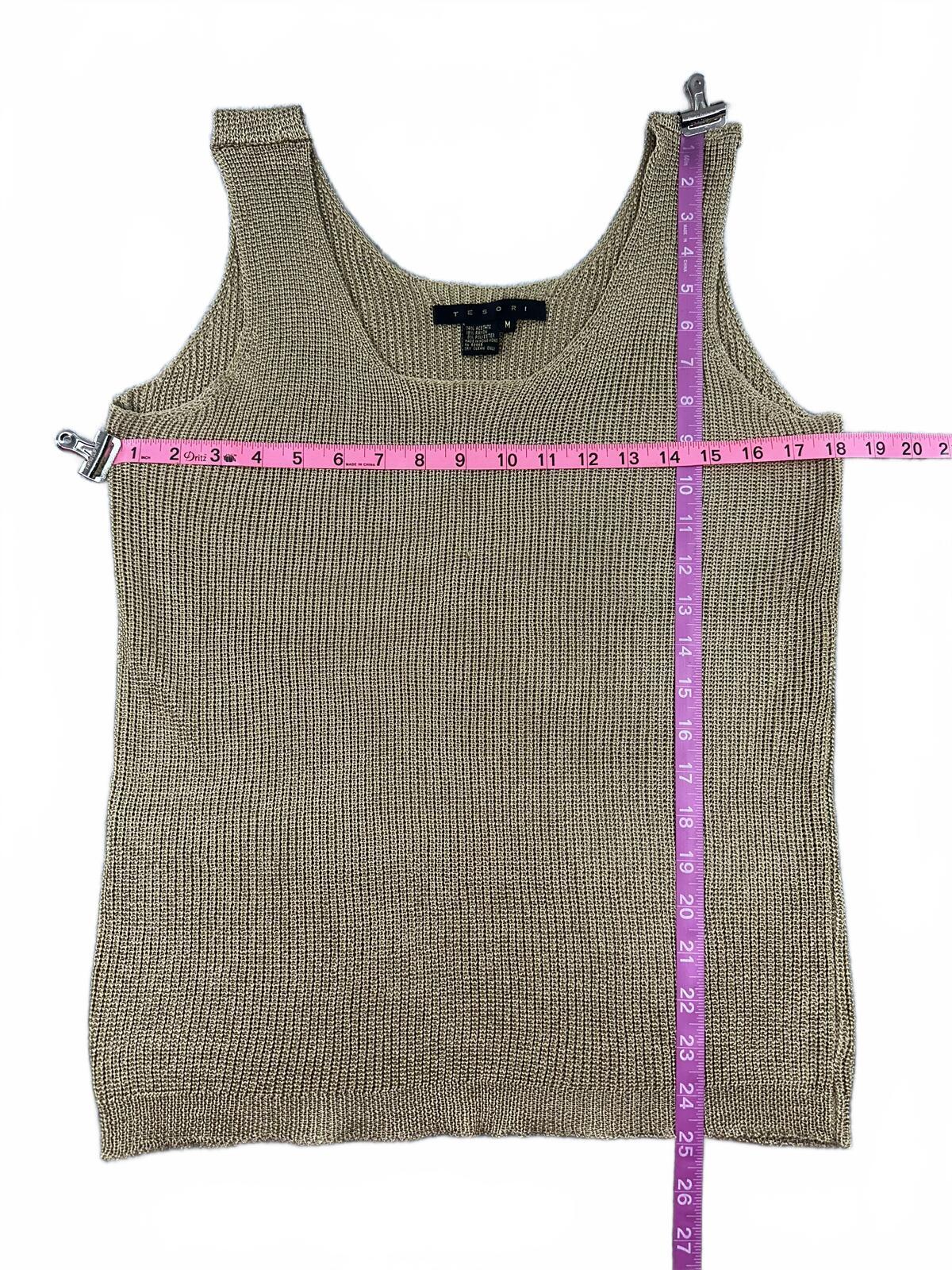Tesori Beige Knit Tank Top Minimalist Y2K